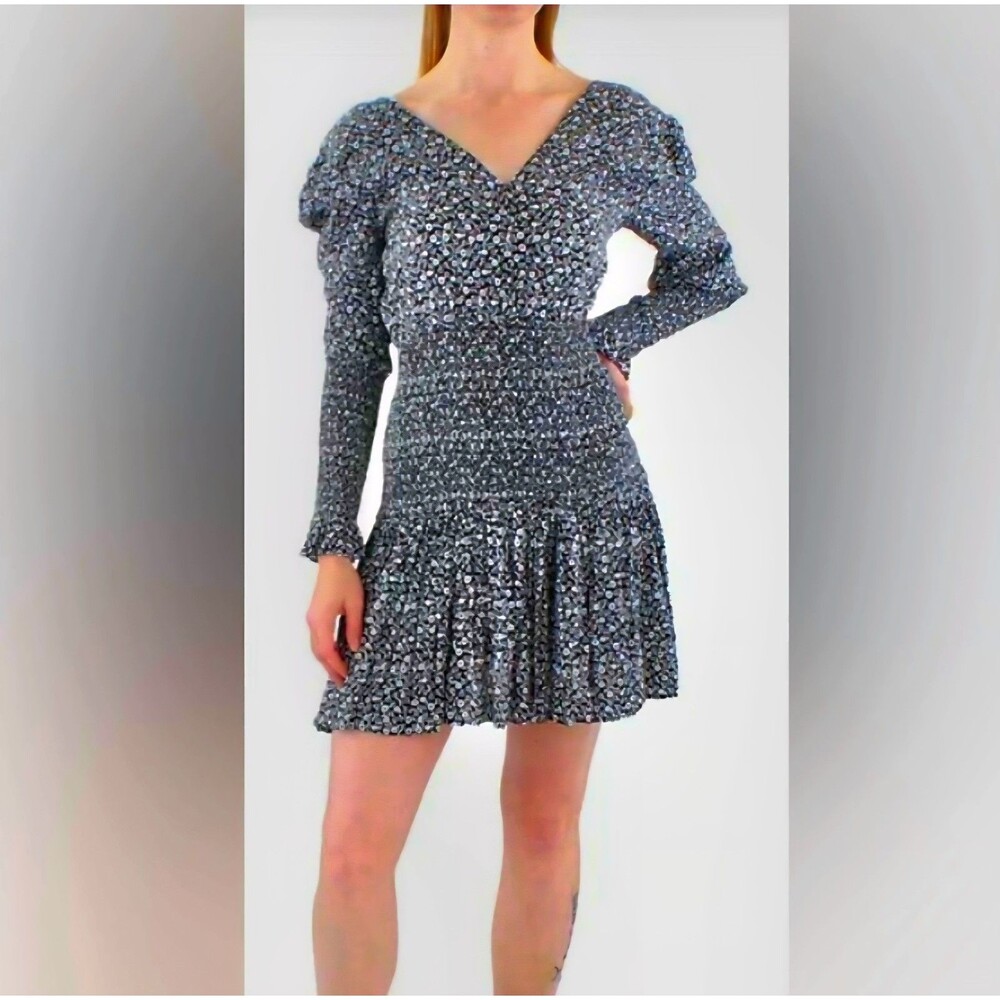 Lea & Viola Womens Black Smocked Waist Fit & Flare Dress Size M    12413